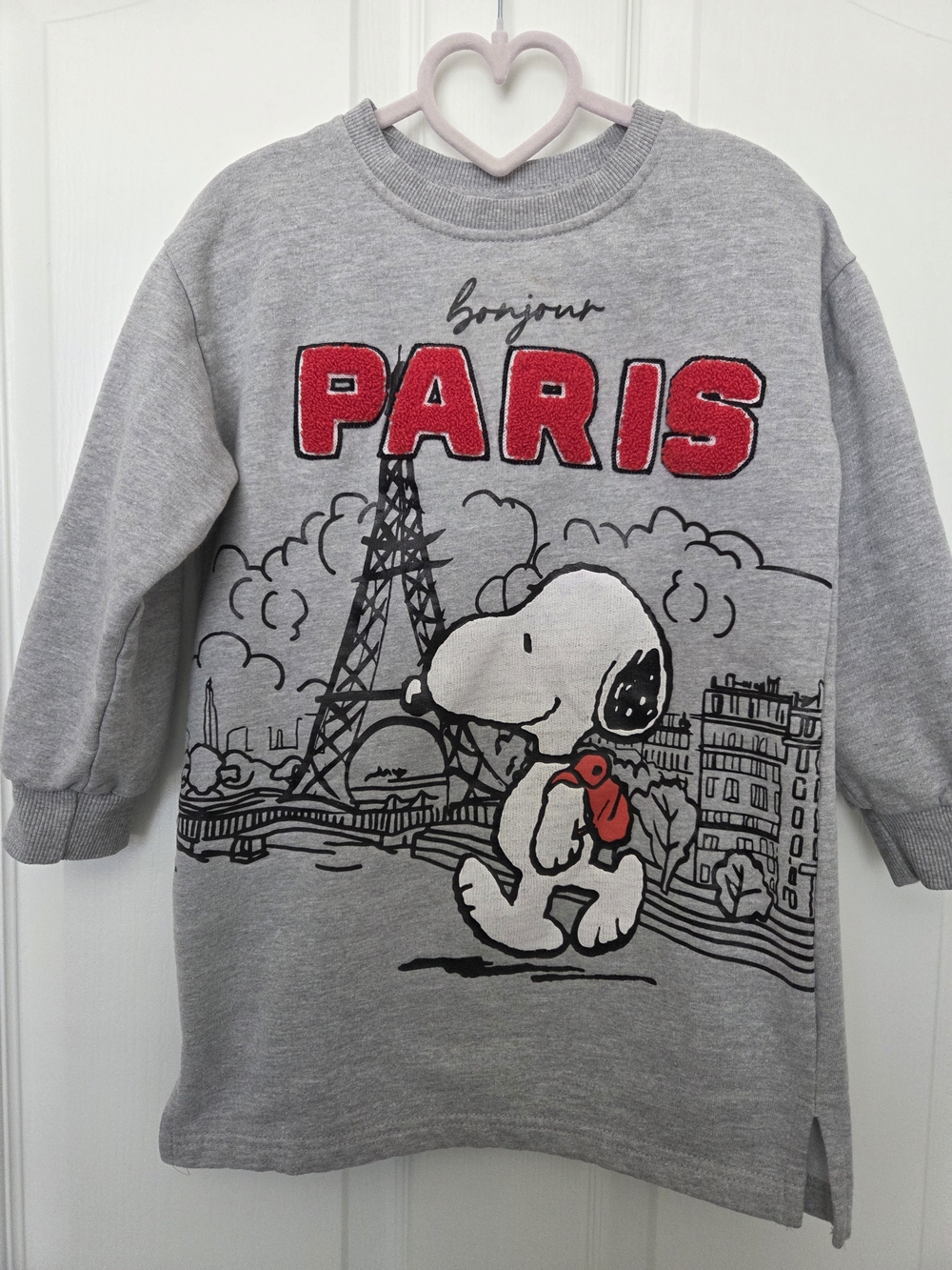 Girls Peanuts Grey Sweatshirt with Red PARIS Accents